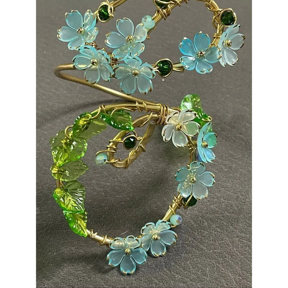 Woodland Magic adjustable butterfly gold tone floral arm cuff whimsical fairy co - Picture 6 of 8